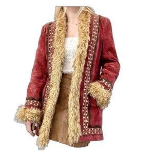 Penny Lane y2k 90s does 70s Leather Faux Fur Coat Medium